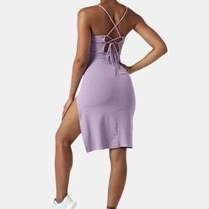 Halara Everyday Split Strap Bodycon Midi Chill Dress Sensational Purple Medium